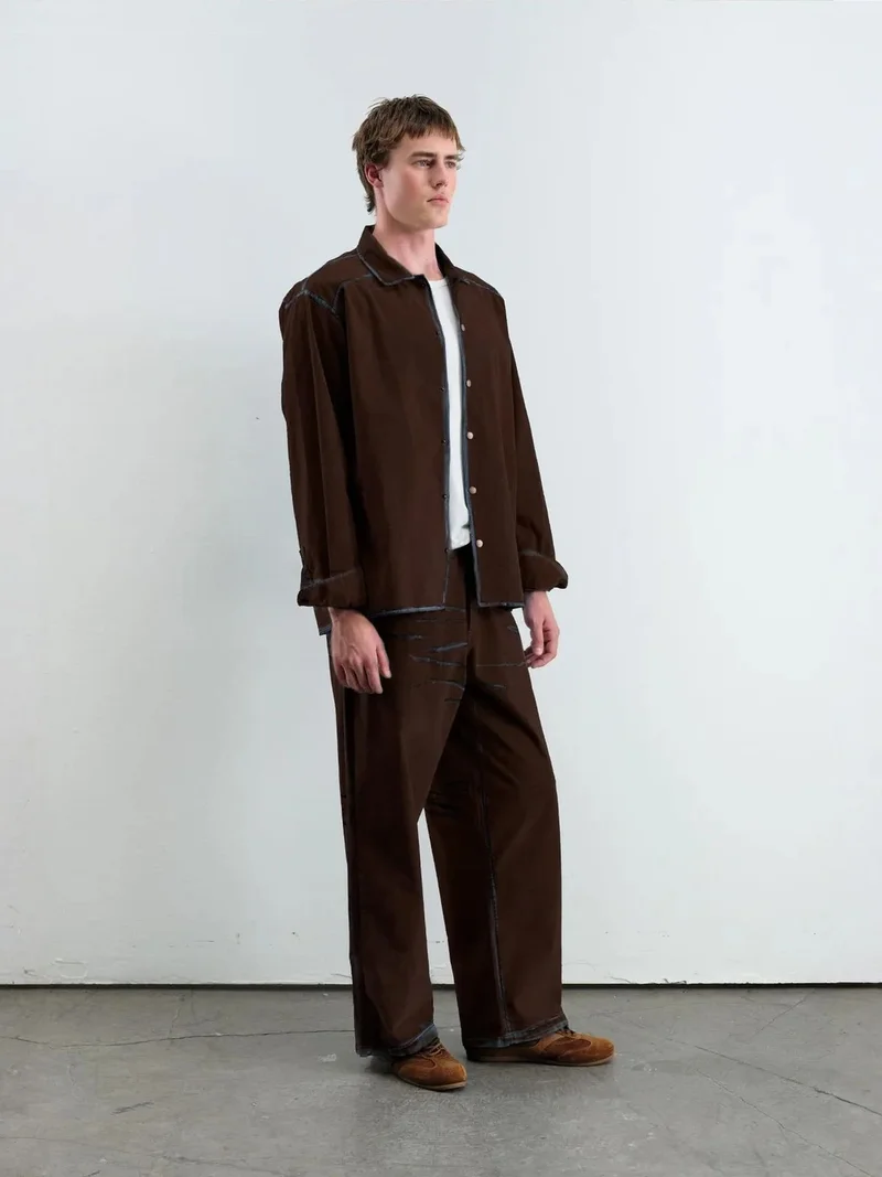 Giesto Mocha Brown GIESTO Textured Button-Up Long Sleeve Shirt for Men | Best Price UAE